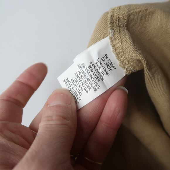 Nili Lotan Luna Pants Size 4 Beige Tan Drop Crotch Linen Blend Trousers - Picture 10 of 15